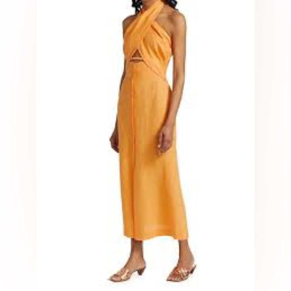 Nanushka soffio orange linen dress size small s NWT